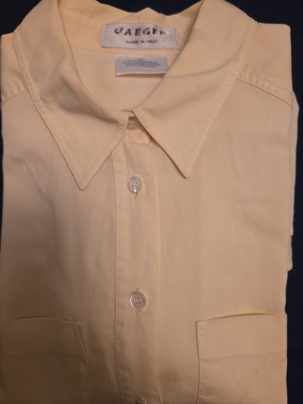 Jaeger Made in Italy Women's 100% Cotton Overshirt Button Front Cream Size M/L